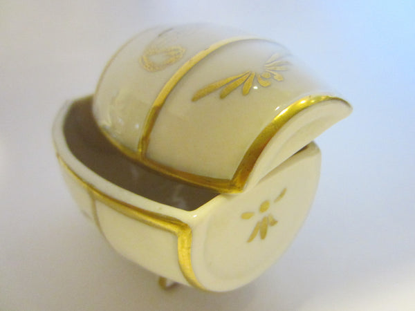 Porcelain Chest Footed Barrel Gilt Ware Jewelry Box - Designer Unique Finds 
 - 3