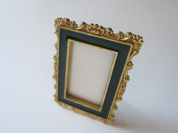 Brass Miniature Green Enamel Ornamental Photo Frame Self Stand