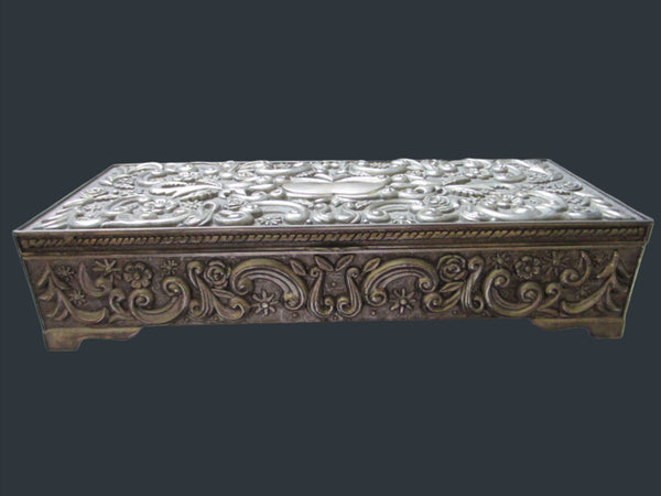 Godinger Silver Art Mirrored Rectangle Jewelry Box Floral Design Marked