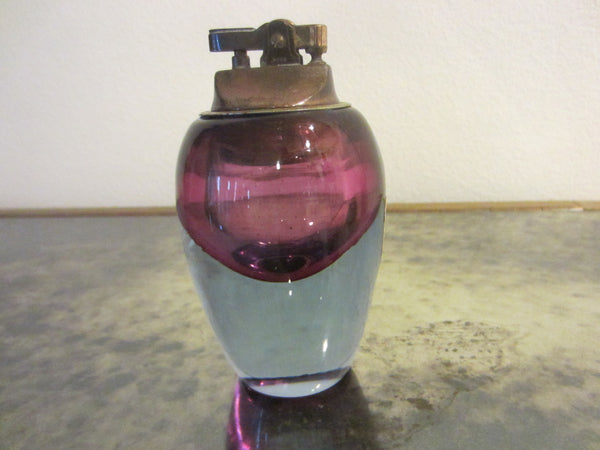 Alfredo Barbini Murano Italy Aubergine Blue Glass Table Lighter