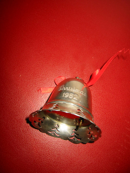 Christmas Silver Plated Musical Bell Tree Ornament Etched Mark - Designer Unique Finds 
