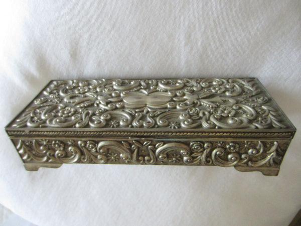 Godinger Silver Art Mirrored Rectangle Jewelry Box Floral Design Marked