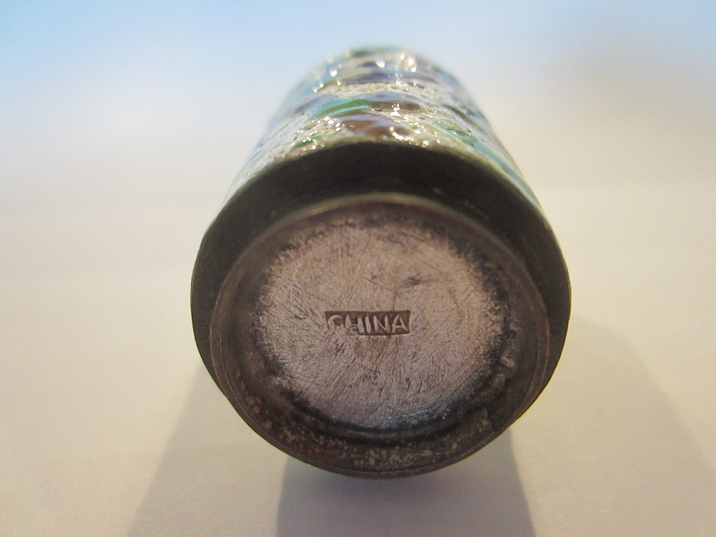 China Silver Snuff Bottle Champleve Birds Insects Flowers