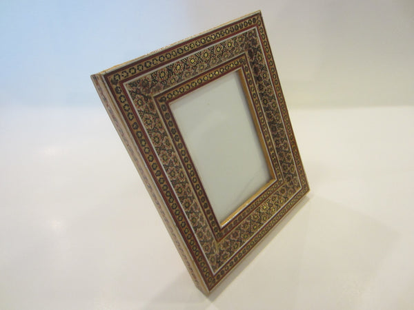 A Folk Art Persian Khatam Picture Frame Geometric Design