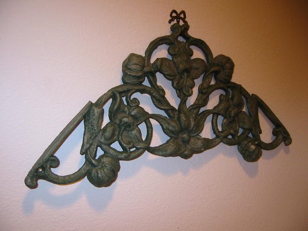 Architectural Green Metal Brackets Fruits Flowers Decorated - Designer Unique Finds 