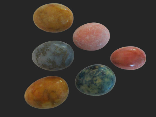 Colorful Marble Alabaster Eggs Suite of Eight