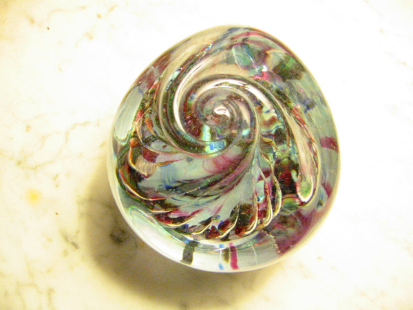 Murano Glass Paperweight Light Bulb Wood Stand Rainbow Colors - Designer Unique Finds 
 - 1