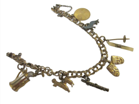 Golden Link Chain Charm Bracelet Symbolizing Various Characters