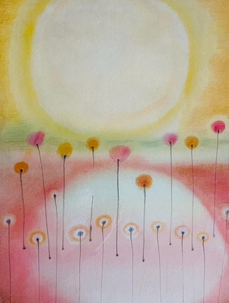 Still Life The Sunshine The Flowers Abstract Signed Gouache