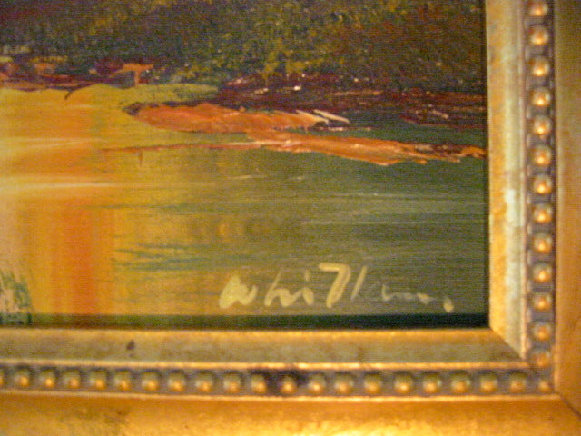 Mountain View Sunset Signed Oil On Panel - Designer Unique Finds 