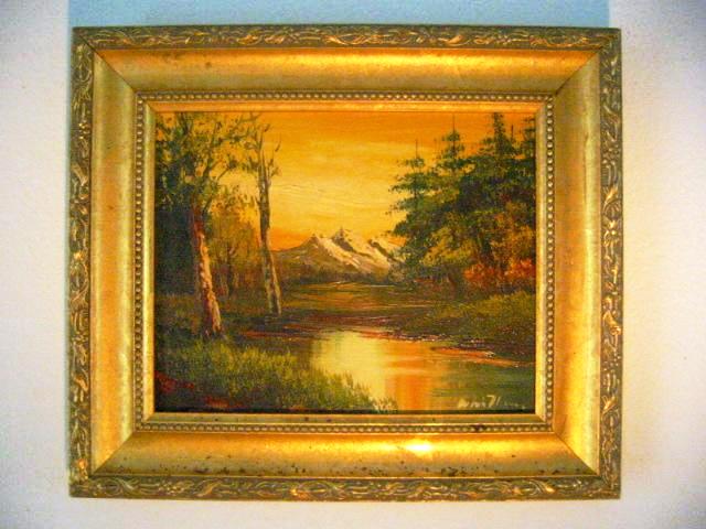 Mountain View Sunset Signed Oil On Panel - Designer Unique Finds 