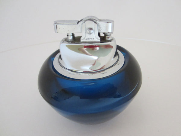 Mid Century Modern Cobalt Glass Japan Table Lighter - Designer Unique Finds 
