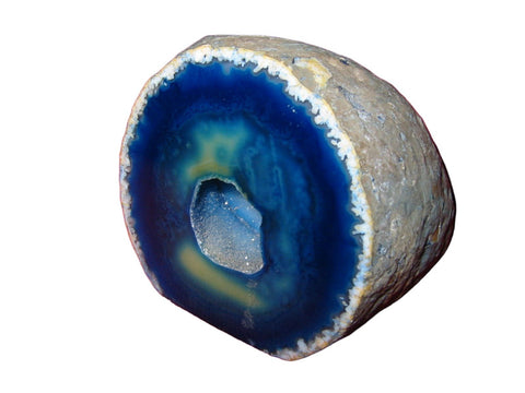 Icy Cut Blue Agate Brazilian Geode - Designer Unique Finds 