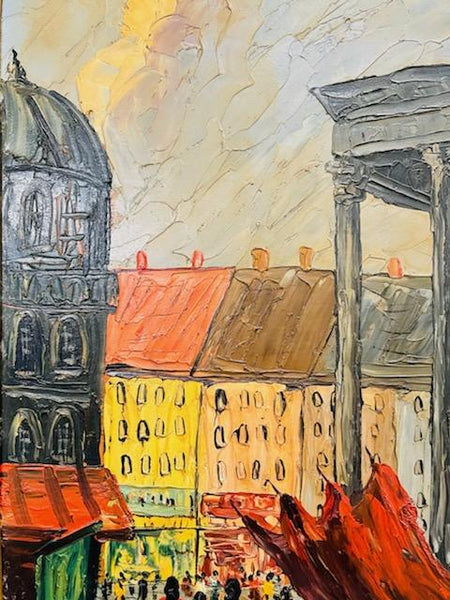 Le Blanc Paris Street View Impressionist Signed Oil On Board Painting