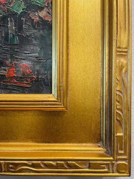 Le Blanc Paris Street View Impressionist Signed Oil On Board Painting