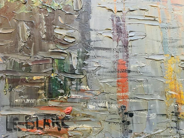Le Blanc Paris Street View Impressionist Signed Oil On Board Painting