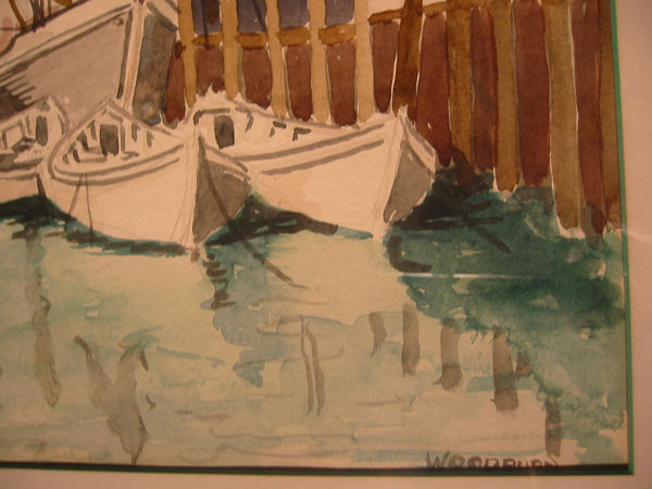 Woodburn Impressionist Newport Winning Boat Signed Watercolor