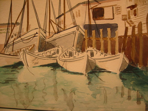 Woodburn Impressionist Newport Winning Boat Signed Watercolor