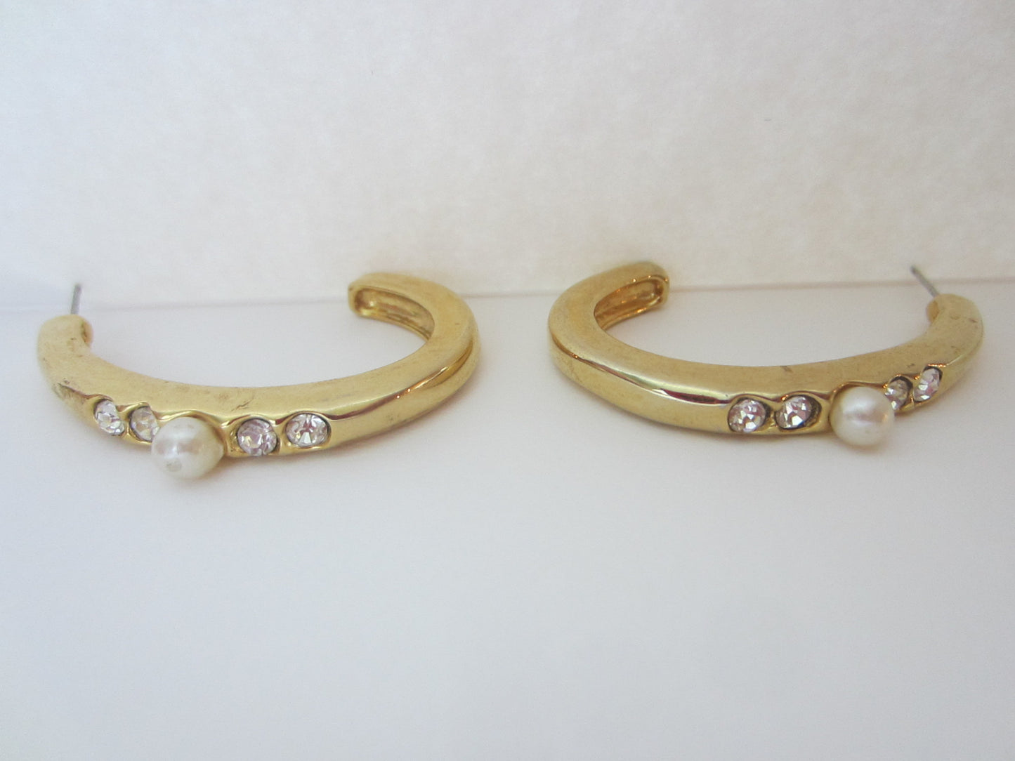 Modern Croissant Semi Circle Golden Beaded Earrings