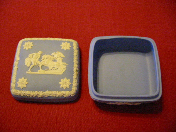 Wedgwood ER Blue Bass Relief Porcelain Lighter Jewelry Box Hand Decorated - Designer Unique Finds 