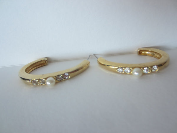 Modern Croissant Semi Circle Golden Beaded Earrings