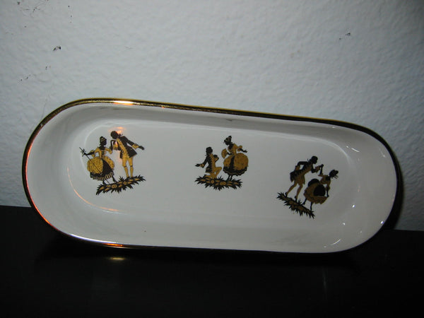 Bavaria Germany Black Gold Dancers Porcelain Oblong Tray Inkwell - Designer Unique Finds 
 - 5