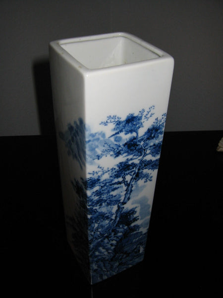Blue White Scenic Vase Asian Inspire Porcelain Over Glaze - Designer Unique Finds 
 - 4