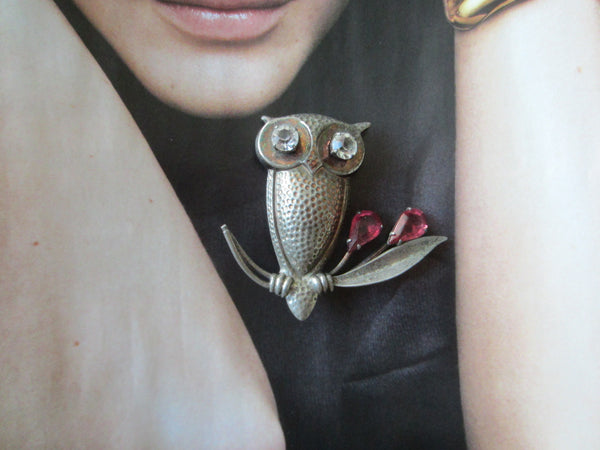 Joseff of Hollywood Style Hand Soldered Sterling Owl Brooch