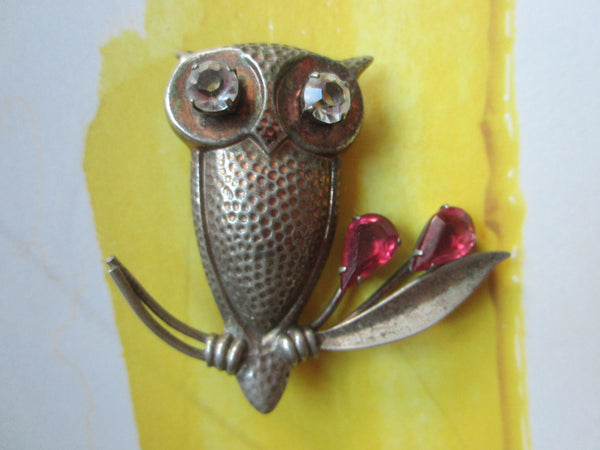 Joseff of Hollywood Style Hand Soldered Sterling Owl Brooch