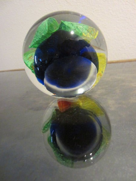 Orchid Murano Glass Bubble Paperweight Color Rainbow Cobalt Bed - Designer Unique Finds 