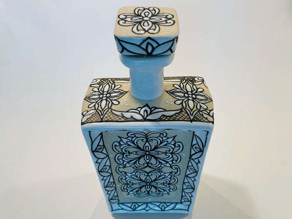 Dos Artes Plata Hand Decorated Ceramic Floral Enameling Decanter