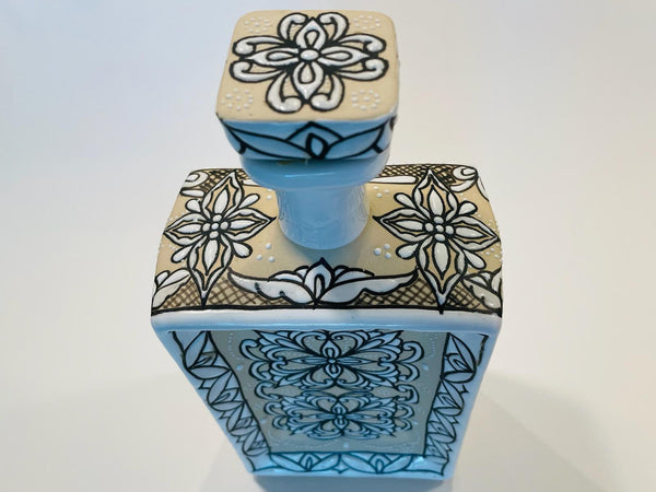 Dos Artes Plata Hand Decorated Ceramic Floral Enameling Decanter