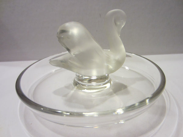 Lalique France Crystal Frosted Swan Dish