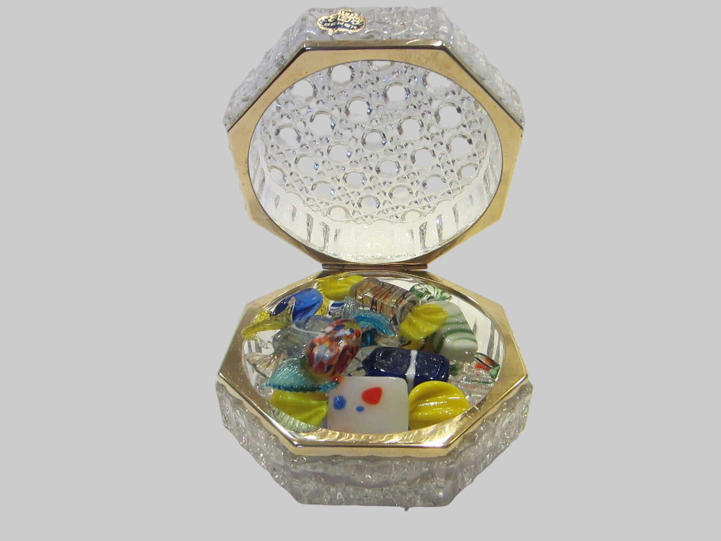 Beyer Crystal Box Geometric Hinged Brass Hardware Labeled - Designer Unique Finds 