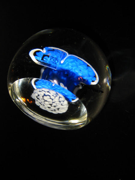 Fratelli Toso Vetreria Blue Butterfly Murano Glass Signed Paperweight - Designer Unique Finds 