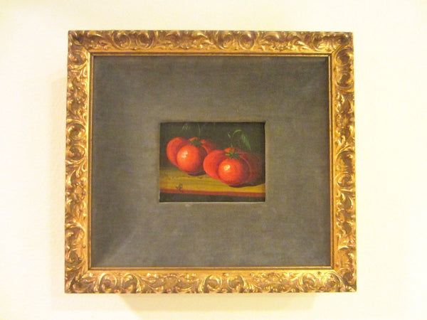 Still Life  Red Tomatoes Oil On Canvas Spanish Painting Signed JR - Designer Unique Finds 
