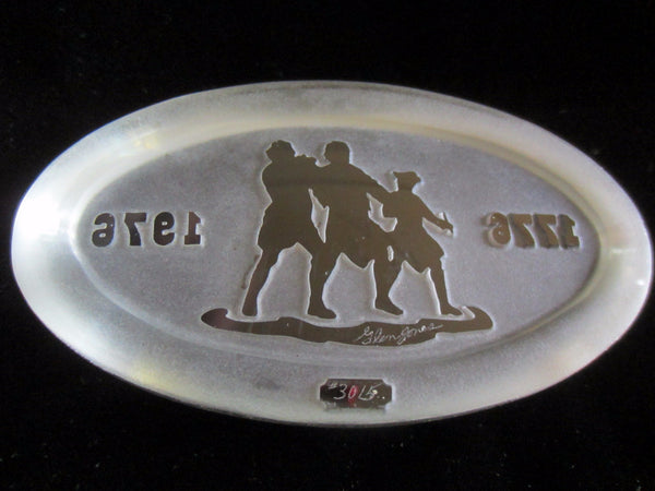 Glen Jones Commemorative Bicentennial Oval Glass Paperweight