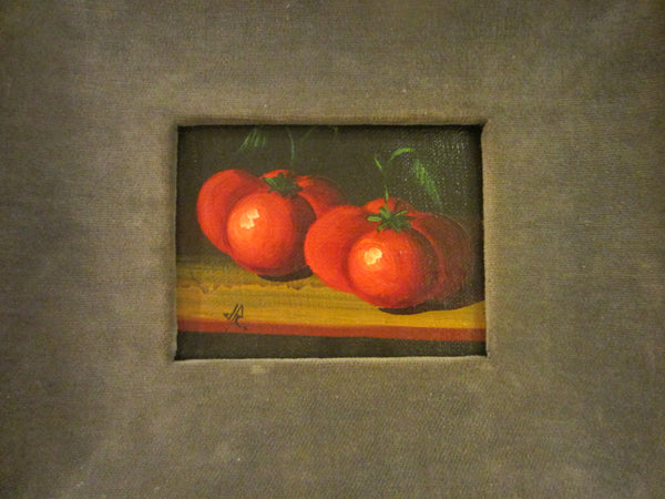 Still Life  Red Tomatoes Oil On Canvas Spanish Painting Signed JR - Designer Unique Finds 
