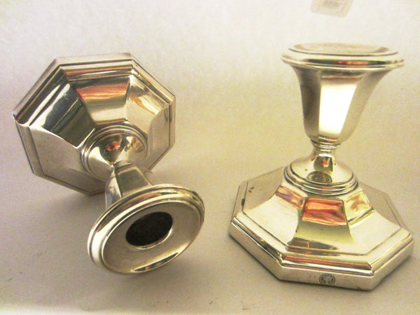England Ellis Barker Silver Candle Holders With Hallmarks In Pair - Designer Unique Finds 
 - 1