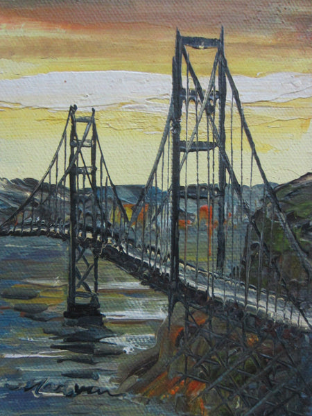 San Francisco Golden Gate Bridge Impressionist Sunset Signed Painting