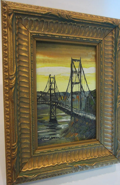 San Francisco Golden Gate Bridge Impressionist Sunset Signed Painting