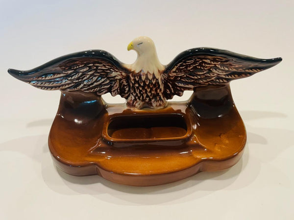 Mid Century Modern Glazed Eagle Ceramic Dresser Tray