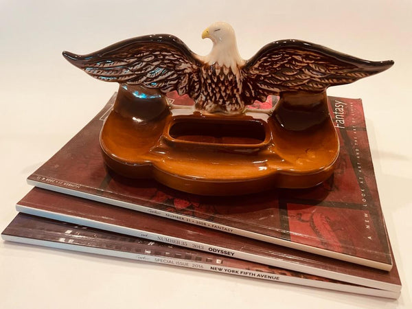 Mid Century Modern Glazed Eagle Ceramic Dresser Tray