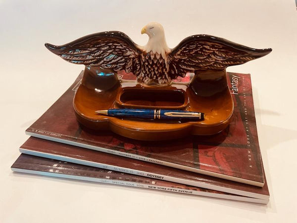 Mid Century Modern Glazed Eagle Ceramic Dresser Tray