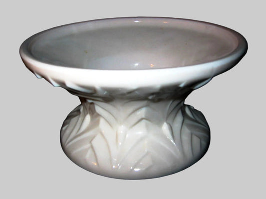 Jeanette Pedestal Pale Pink Feather Glass Bowl  - Designer Unique Finds 