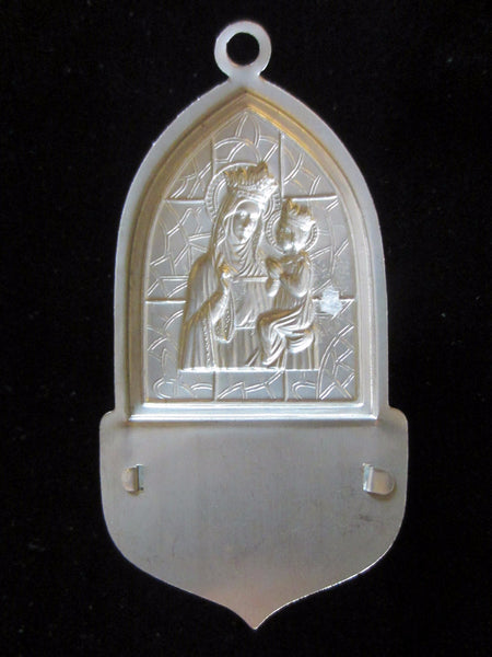 Holy Water Font Depression Glass Silver Mary And Child Wall Art - Designer Unique Finds 
 - 4