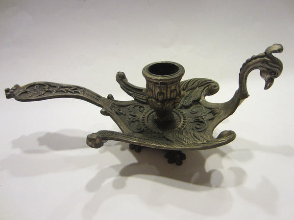 Fantasy Bird Brass Footed Candle Holder Made In Italy - Designer Unique Finds 
 - 1