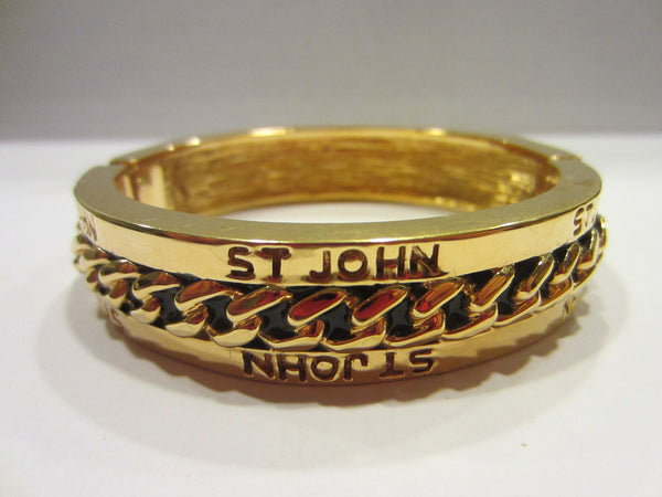 St John Golden Bangle Brass Designer Cuff Bracelet - Designer Unique Finds 
 - 1