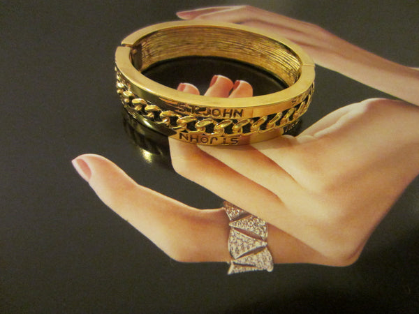 St John Golden Bangle Brass Designer Cuff Bracelet - Designer Unique Finds 
 - 3