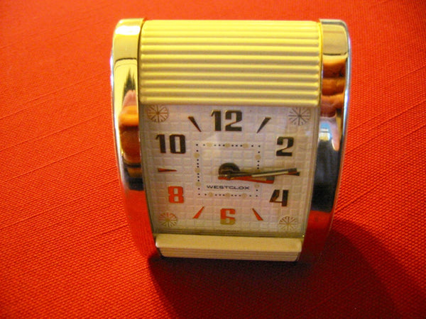 Westclox Roll Down Flip Back Hand Wind Lucite Travel Clock - Designer Unique Finds 